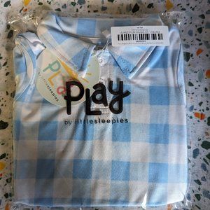 Little Sleepies | Blue Gingham Polo | 12-18m